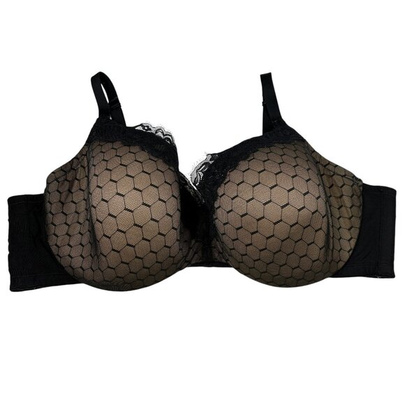 Cacique - Lane Bryant Black & Tan Lightly Lined Balconette Bra Women's 48DD - Picture 1 of 6